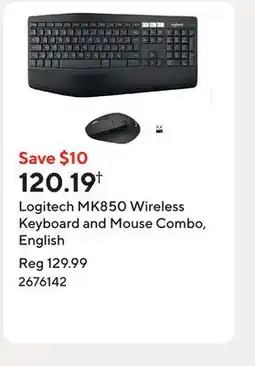 Staples Logitech MK850 Wireless Keyboard and Mouse Combo, English offer