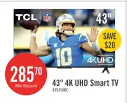 The Brick TCL 43 LED 4K UHD HDR Pro 60Hz Roku Smart TV (43S450R-CA) offer