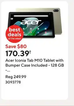 Staples Acer Iconia Tab M10 Tablet with Bumper Case Included - 128 GB - Champagne offer