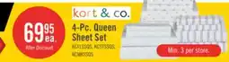 The Brick Kort & Co. Flower 4-Piece Queen Sheet Set - Blue and White offer