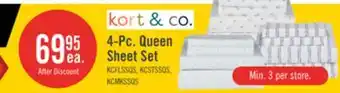 The Brick Kort & Co. Flower 4-Piece Queen Sheet Set - Blue and White offer