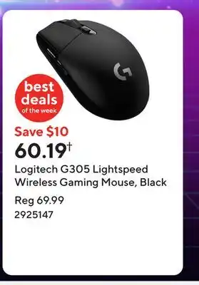 Staples Logitech G305 Lightspeed Wireless Gaming Mouse, Black offer