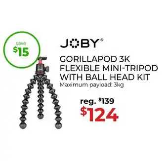 Gosselin Photo GORILLAPOD 3K FLEXIBLE MINI-TRIPOD WITH BALL HEAD KIT offer