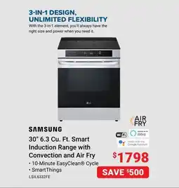Visions Electronics Samsung 30 6.3 Cu. Ft. Smart Induction Range with Convection and Air Fry offer
