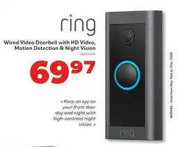 Matériaux Pont Masson Ring Wired Video Doorbell with HD Video, Motion Detection & Night Vision offer