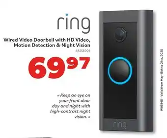 Matériaux Pont Masson Ring Wired Video Doorbell with HD Video, Motion Detection & Night Vision offer