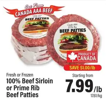 Commisso's Fresh Foods 100% Beef Sirloin or Prime Rib Beef Patties offer