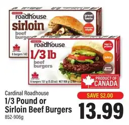 Commisso's Fresh Foods Cardinal Roadhouse 1/3 Pound or Sirloin Beef Burgers offer