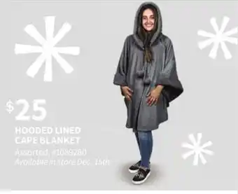 Giant Tiger Hooded Lined Cape Blanket offer