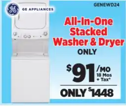 Surplus Furniture 27 GE Stacked Washer & Dryer Unit offer