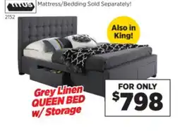 Surplus Furniture Grey Linen Queen Storage Bed offer