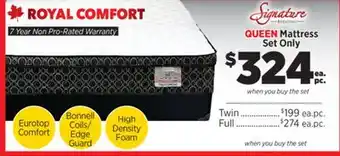 Surplus Furniture Royal Comfort Queen Mattress Set offer