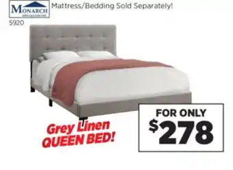 Surplus Furniture Grey Linen Queen Bed offer