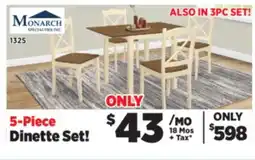 Surplus Furniture Cream & Oak 5Pc Dinette Set offer