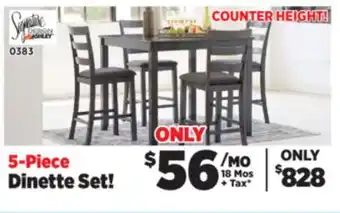 Surplus Furniture Bridson Gray Counter Height 5Pc Dinette Set offer