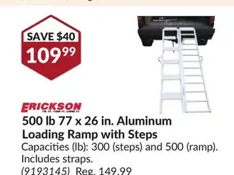 Princess Auto 500 lb 77 x 26 in. Aluminum Loading Ramp with Steps offer