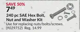 Princess Auto 240 pc SAE Hex Bolt, Nut and Washer Kit offer