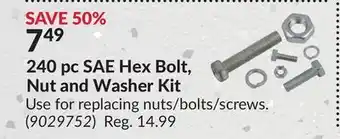 Princess Auto 240 pc SAE Hex Bolt, Nut and Washer Kit offer
