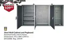 Princess Auto Steel Wall Cabinet and Pegboard offer