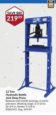 Princess Auto 12 Ton Hydraulic Bottle Jack Shop Press offer