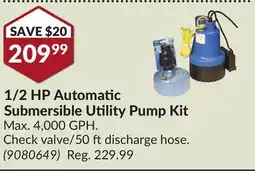 Princess Auto 1/2 HP Automatic Submersible Utility Pump Kit offer