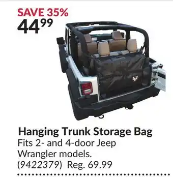 Princess Auto Hanging Trunk Storage Bag offer