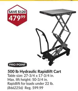 Princess Auto 500 lb Hydraulic Rapidlift Cart offer