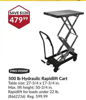 Princess Auto 500 lb Hydraulic Rapidlift Cart offer