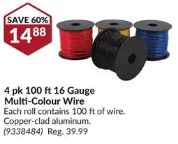 Princess Auto 4 pk 100 ft 16 Gauge Multi-Colour Wire offer
