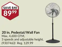 Princess Auto 20 in. Pedestal/Wall Fan offer