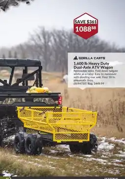 Princess Auto GORILLA CARTS 1,600 lb Heavy Duty Dual-Axle ATV Wagon offer
