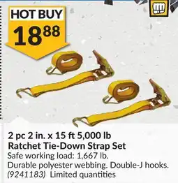 Princess Auto 2 in. x 15 ft 5, 000 Ratchet Tie-Down Strap Set offer