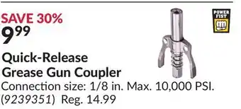 Princess Auto Quick-Release Grease Gun Coupler offer