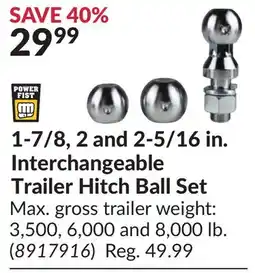 Princess Auto 1-7/8, 2 and 2-5/16 in. Interchangeable Trailer Hitch Ball Set offer