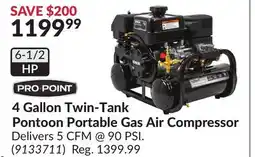 Princess Auto PRO•POINT 4 Gallon Twin-Tank Pontoon Portable Gas Air Compressor offer