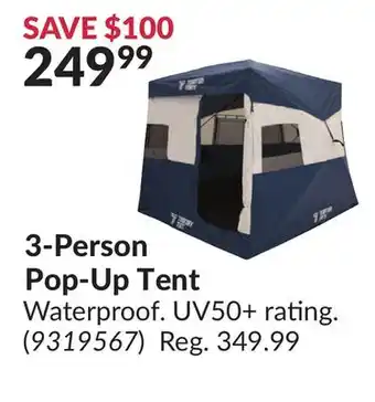 Princess Auto 3-Person Pop-Up Tent offer
