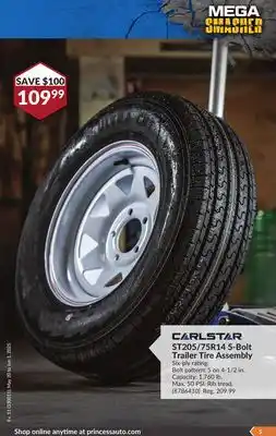 Princess Auto 5-Bolt Trailer Tire offer