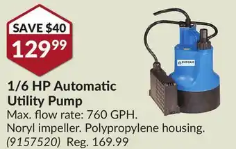 Princess Auto 1/6 HP Automatic Utility Pump offer