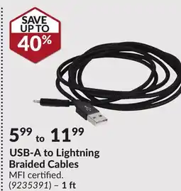 Princess Auto USB-A to Lightning Braided Cables offer