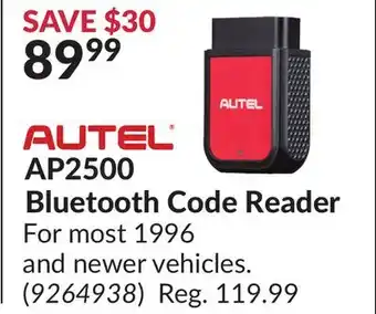 Princess Auto AP2500 Bluetooth Code Reader offer