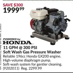 Princess Auto HONDA 11 GPM@300 PSI Soft Wash Gas Pressure Washer offer