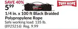 Princess Auto 1/4 in. x 100 ft Black Braided Polypropylene Rope offer