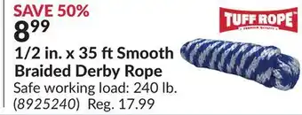 Princess Auto 1/2 in. x 35 ftSmooth Braided Derby Rope offer