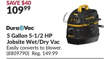 Princess Auto 5 Gallon 5-1/2 HP Jobsite Wet/Dry Vac offer