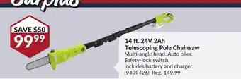 Princess Auto 14 ft. 24V 2Ah Telescoping Pole Chainsaw offer
