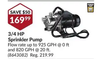 Princess Auto 3/4 HP Sprinkler Pump offer