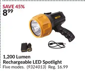Princess Auto 1, 200 Lumen Rechargeable LED Spotlight offer