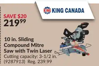 Princess Auto 10 in. Sliding Compound Mitre Saw with Twin Laser offer