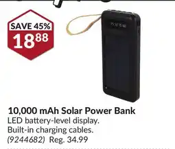 Princess Auto 10, 000 mAh Solar Power Bank offer