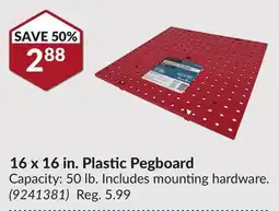 Princess Auto 16 x 16 in. Plastic Pegboard offer